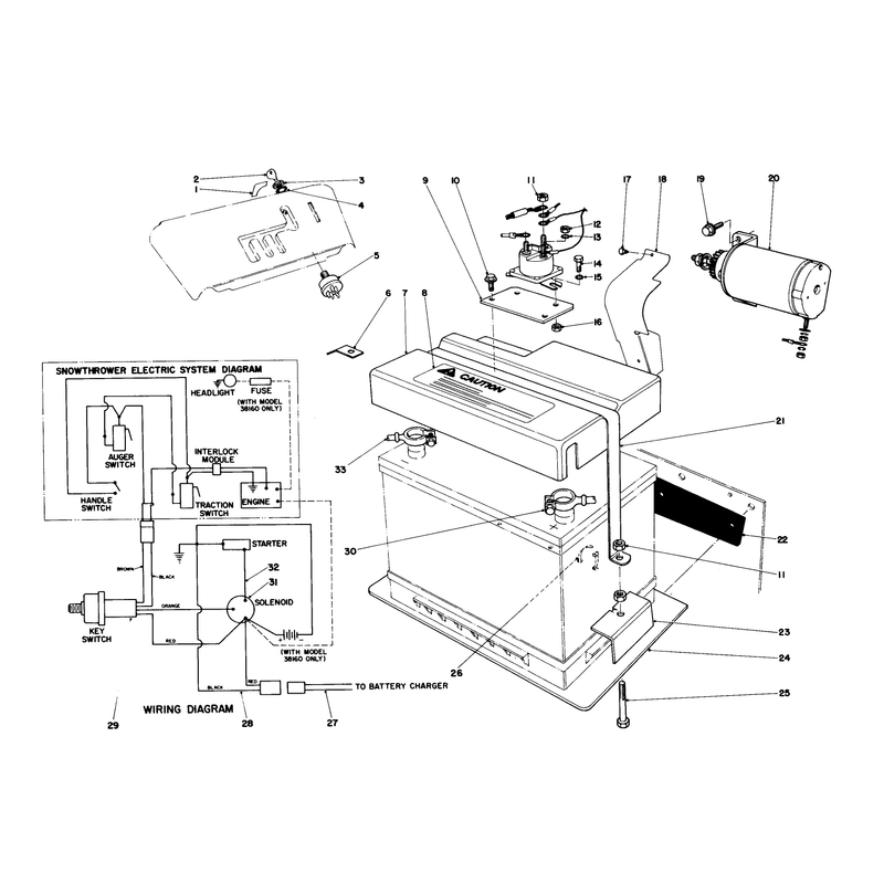 12 Volt Starting Motor Kit 42-3370 (8 & 11 H.p. Snowthrower Model 38150 & 38090)