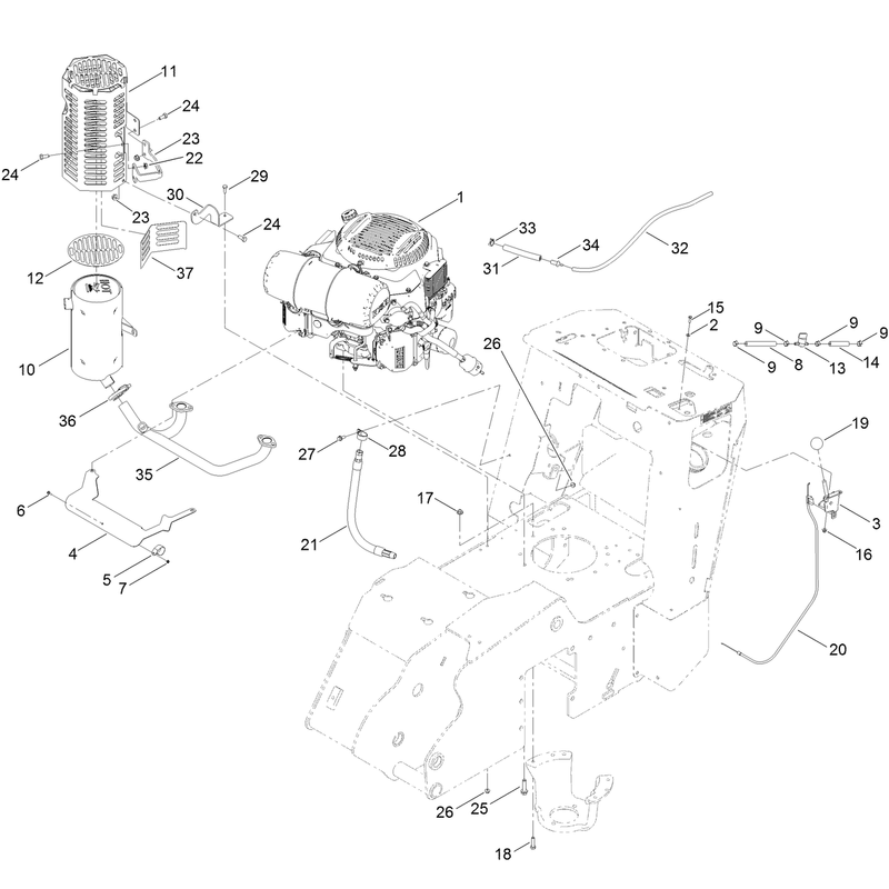 Engine and Muffler Assembly