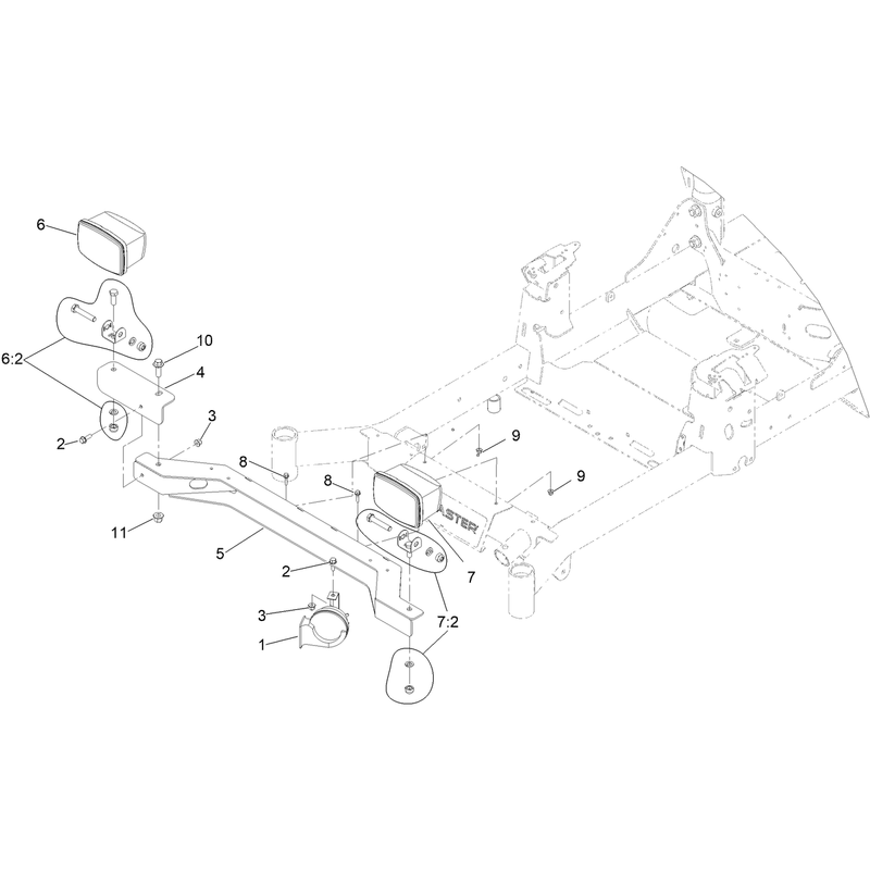 Front Light Mounting and Horn Assembly