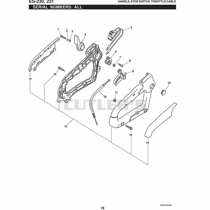 HANDLE, STOP SWITCH, THROTTLE CABLE