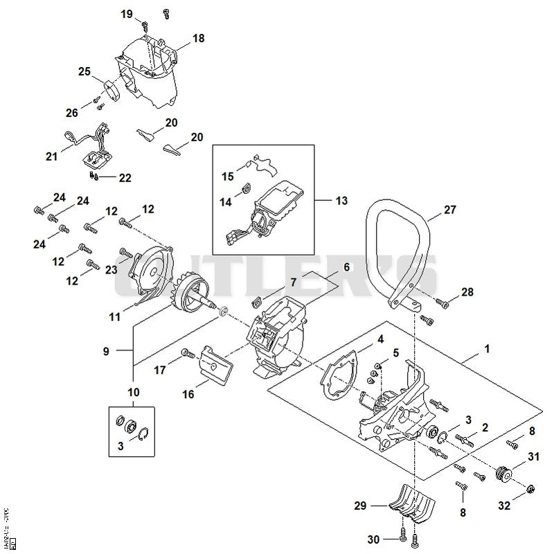 Electric motor, Electronic module, Battery compartment