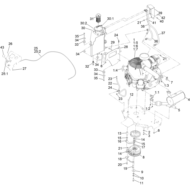 Engine Clutch and Muffler Assembly