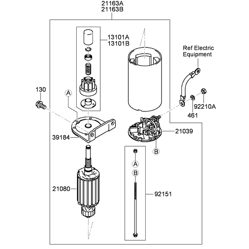 Starter Assembly (S/N up to FH680-C00797)  Kawasaki FH680V-BS39