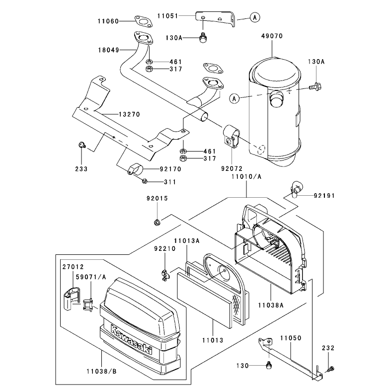 Air FilterMuffler Assembly Kawasaki FH451V-AS11