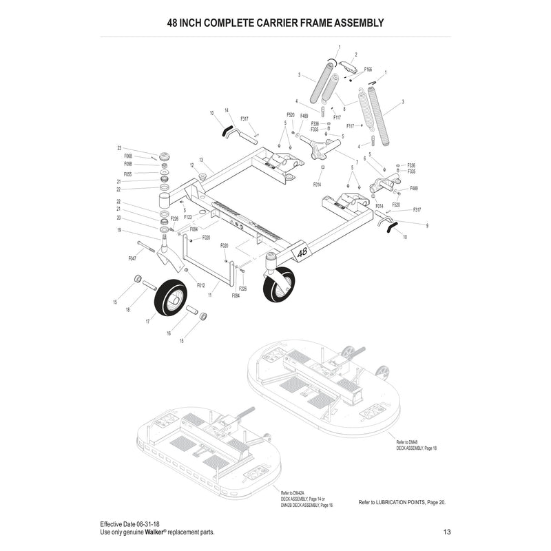 48 INCH COMPLETE CARRIER FRAME ASSEMBLY
