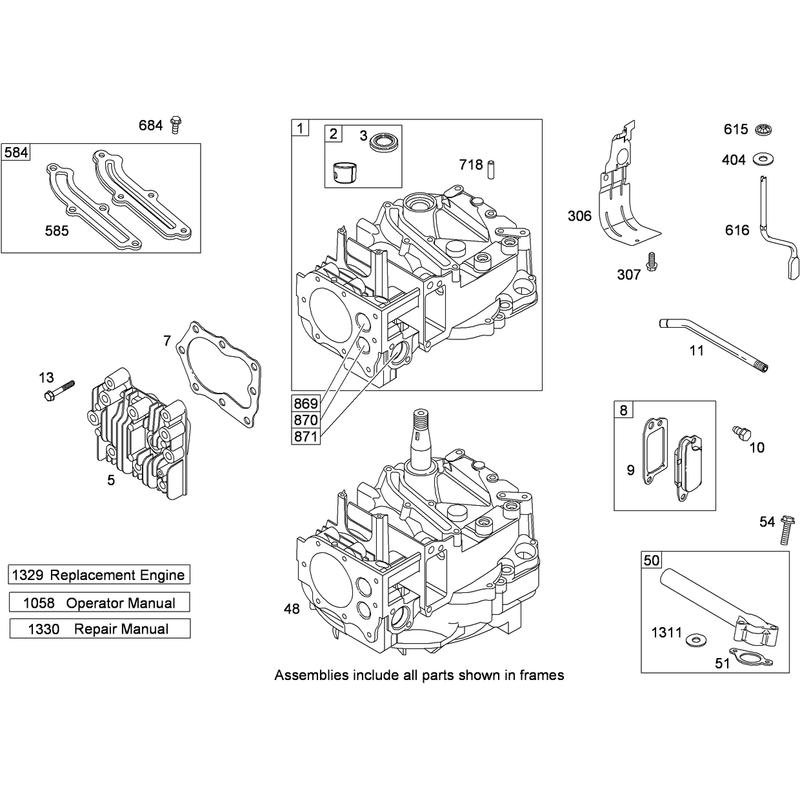 Cylinder and Cylinder Head Assembly Briggs and Stratton 124T02-0203-B1