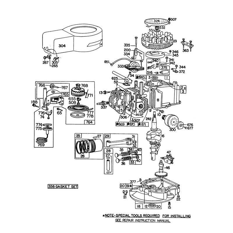 Engine Briggs and Stratton Model No 92908-1934-01
