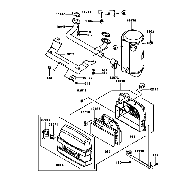 Air Filter Muffler Assembly Kawasaki FH531V-AS11
