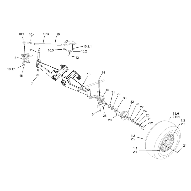Front Tire and Steering Assembly