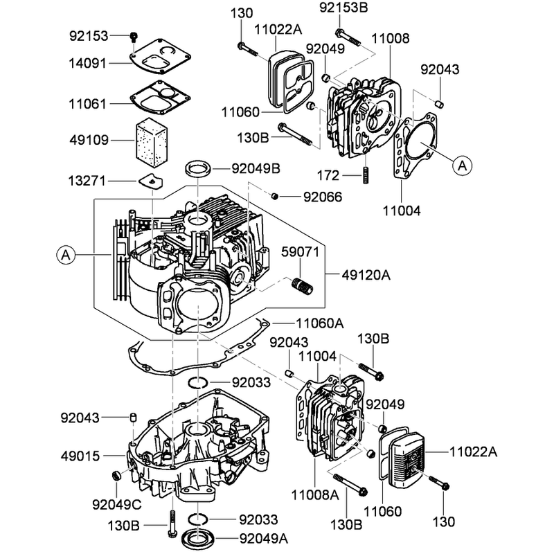 Cylinder and Crankcase Assembly  Kawasaki FH541V-FS23