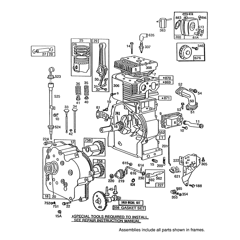 Engine Briggs & Stratton Model 252416 Type 0756-01 & 0757-01 (model No. 38580 & 38565)