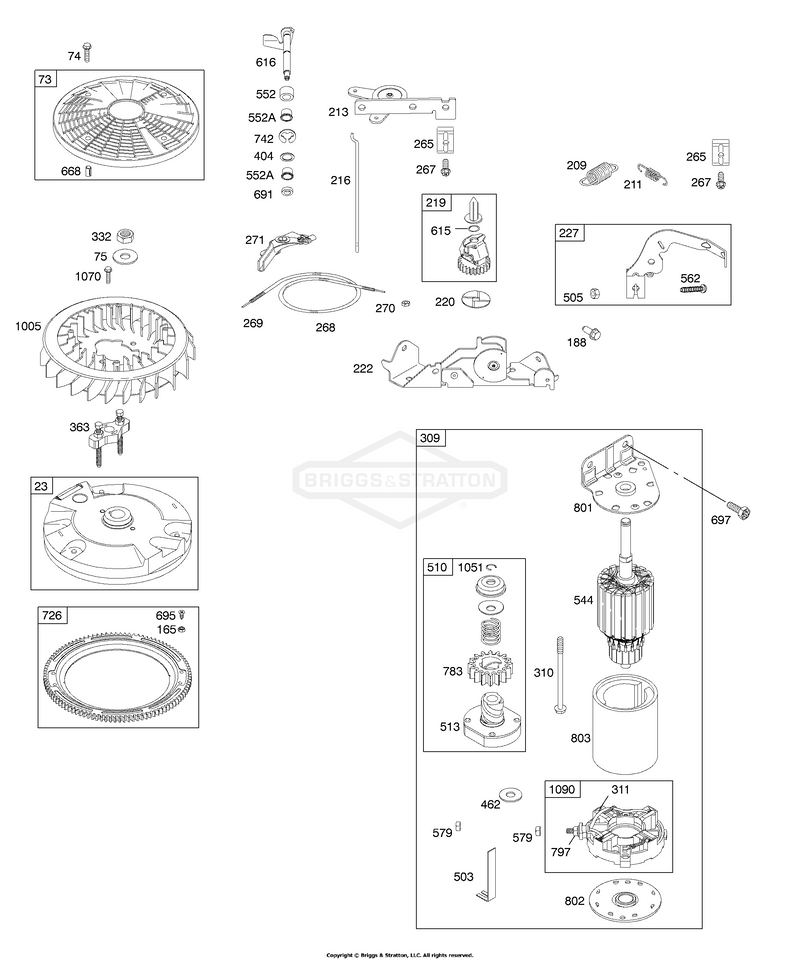 Controls, Electric Starter, Flywheel