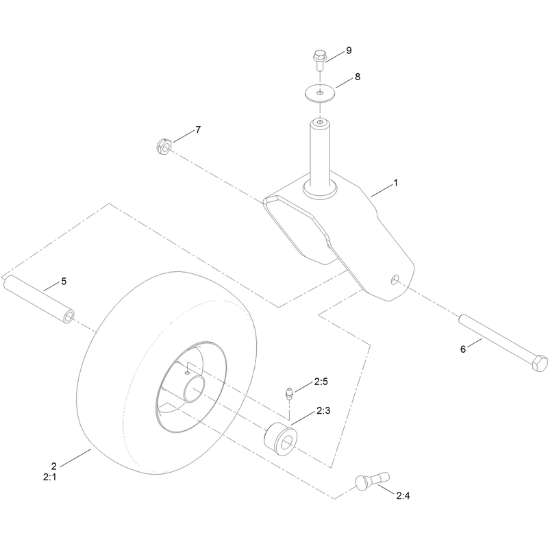 Caster, Wheel and Tire Assembly