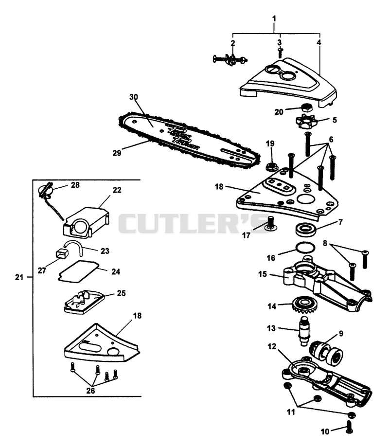 Gearcase, Oiler Asy, Guide Bar, Chain