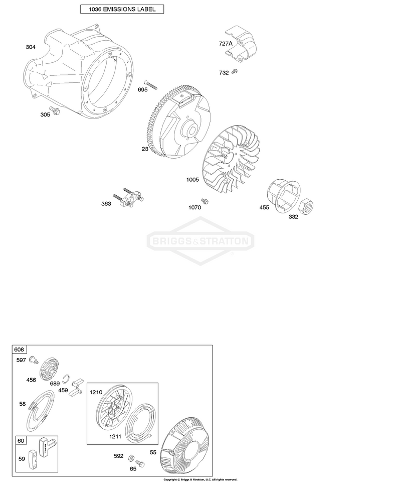 Blower Housing/Shrouds, Flywheel, Rewind Starter