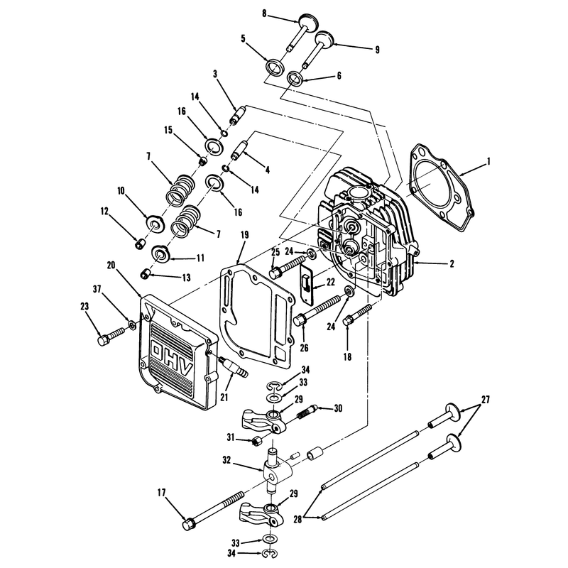 12hp Engine Cylinder Head & Valves Assembly