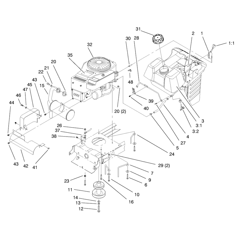 Engine and Gas Tank Assembly