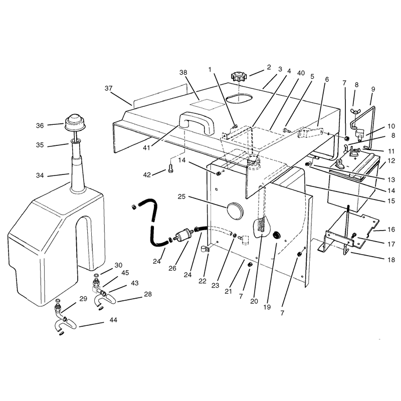 Hood Fuel Tank and Hydraulic Reservoir Assembly
