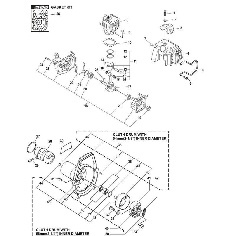 ENGINE/INTERNAL, EXTERNAL, CRANKCASE, FAN HOUSING, COVER, CLUTCH