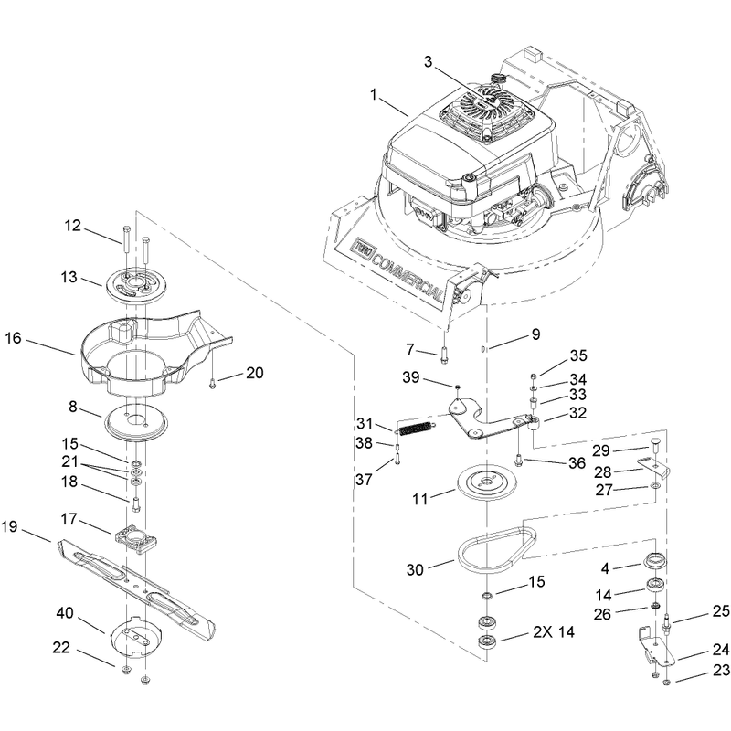 Engine and Blade Brake Clutch Assembly
