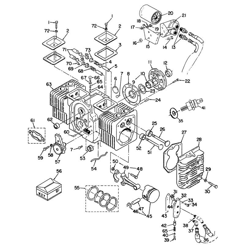 Cylinder Block Assembly-Engine, Onan Model No. P220g, Type No. 1/10808c