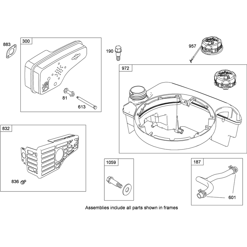 Muffler and Fuel Tank Assembly Briggs and Stratton 122T02-2059-B1