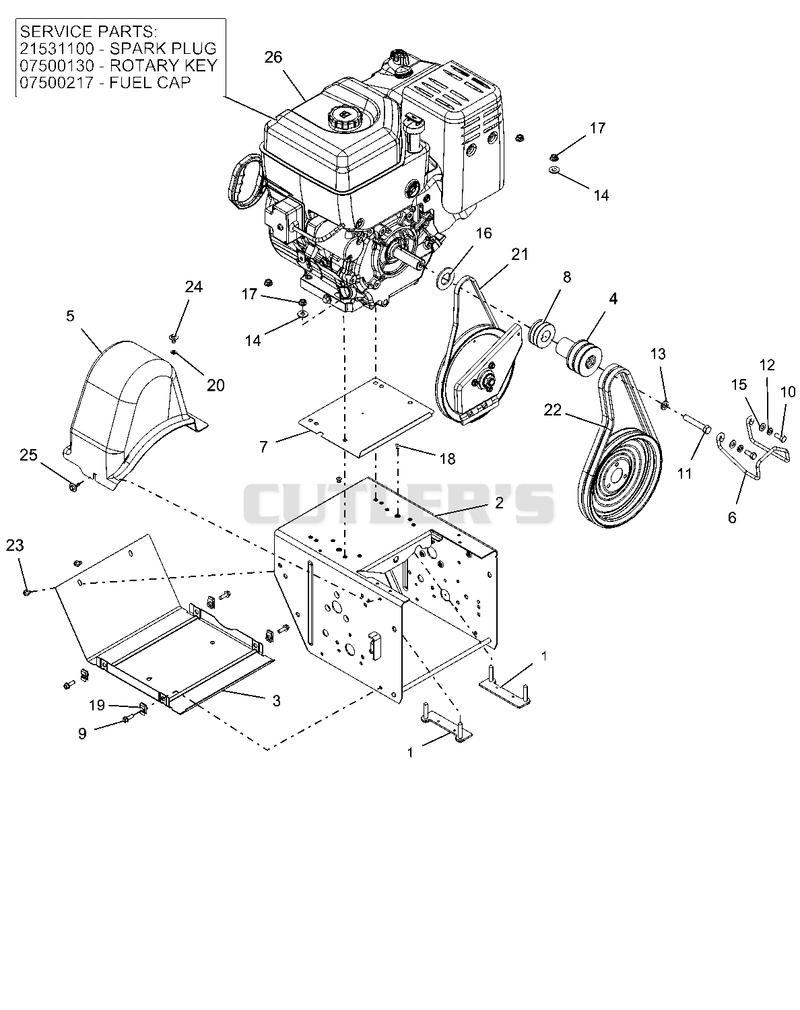 Engine, Frame And Belt Drive