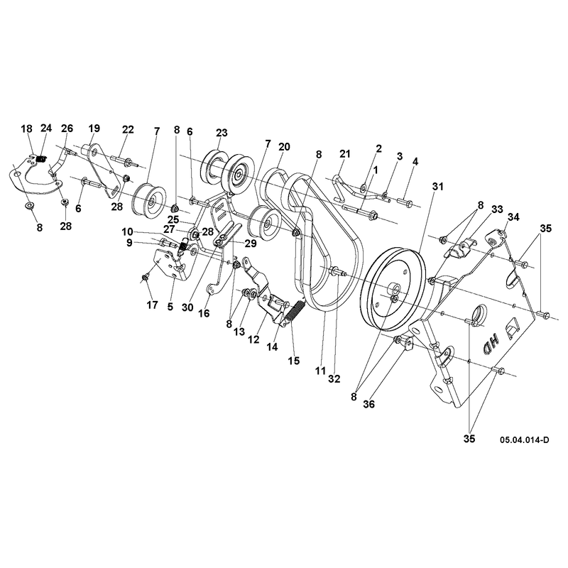 CHASSIS, ENGINE AND PULLEYS