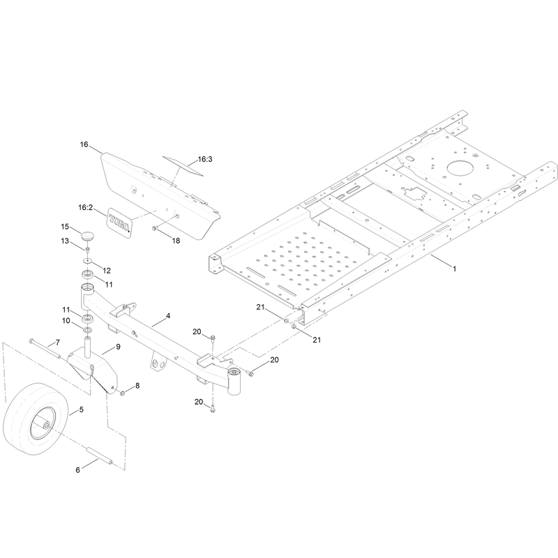 Frame, Front Axle and Caster Wheel Assembly
