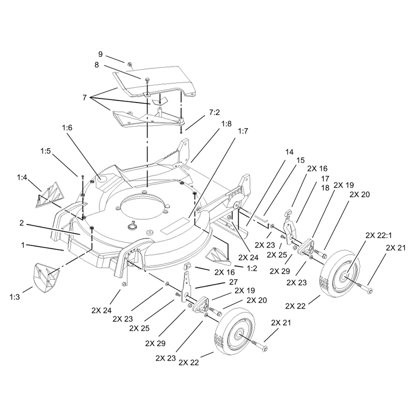 Housing Handle Bracket and Wheel Assembly