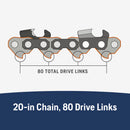 Husqvarna 581643680 X-Cut SP33G 20 Inch Chainsaw Chain Replacement, .325" Pixel Pitch, .050" Gauge, and 80 Drive Links