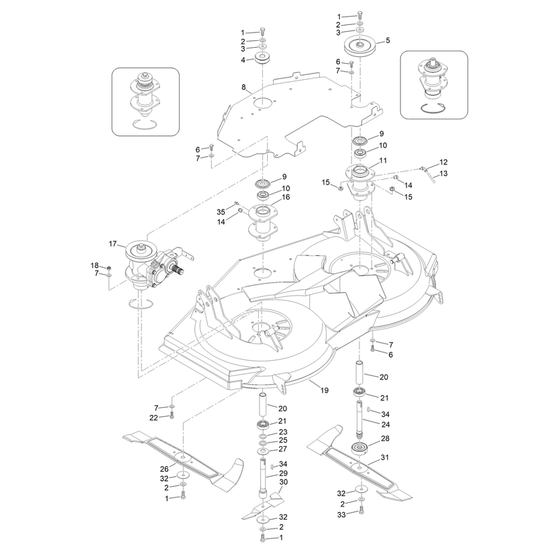 Cutting Deck Blade and Pulley Assembly