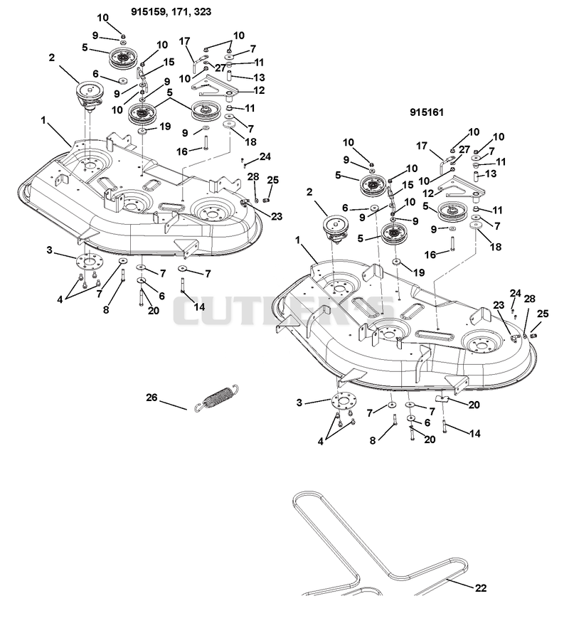 Mower Deck, Belt And Idlers (2)