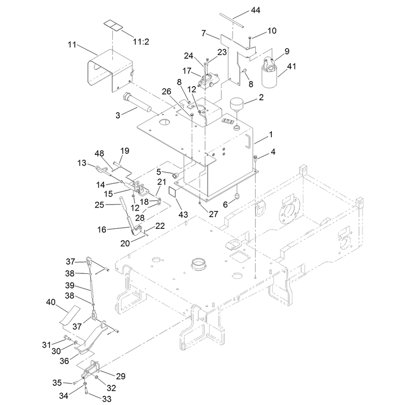 Hydraulic Tank and Dump Pedal Assembly