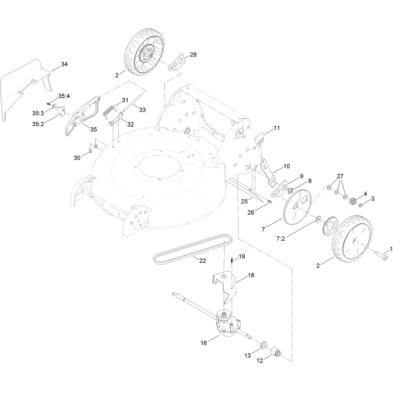 Transmission Rear Wheel and Side Discharge Assembly