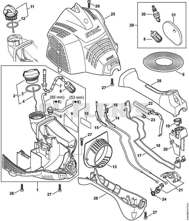 Motor housing, Handle