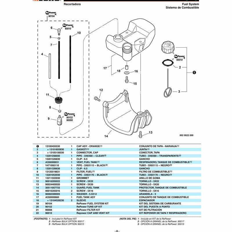 Carcasa del Ventilador, Embrague -- MODELOS ANARANJADOS