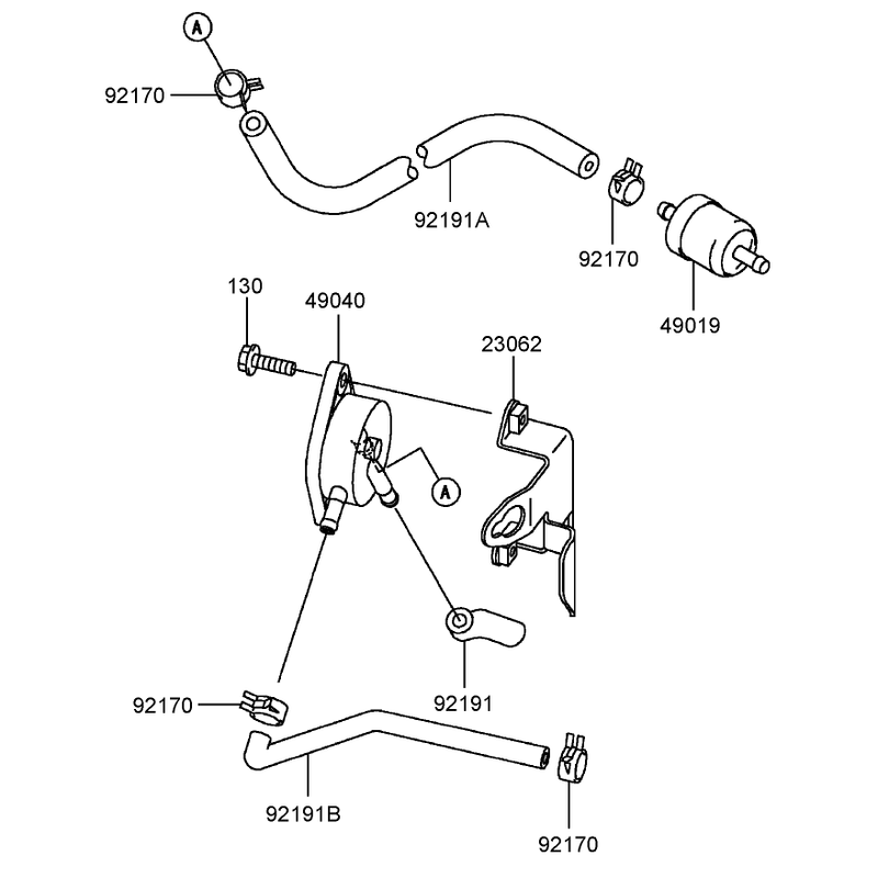 Fuel Tank and Fuel Valve Assembly Kawasaki Model FH381V-AS25