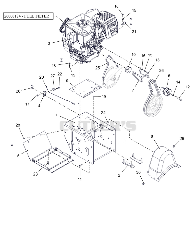 Engine, Frame And Belt Drive - 24" EFI CE