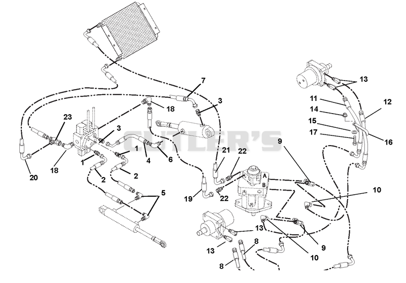Pump To Lift Cylinder, Motors, Valve, And Oil Cooler