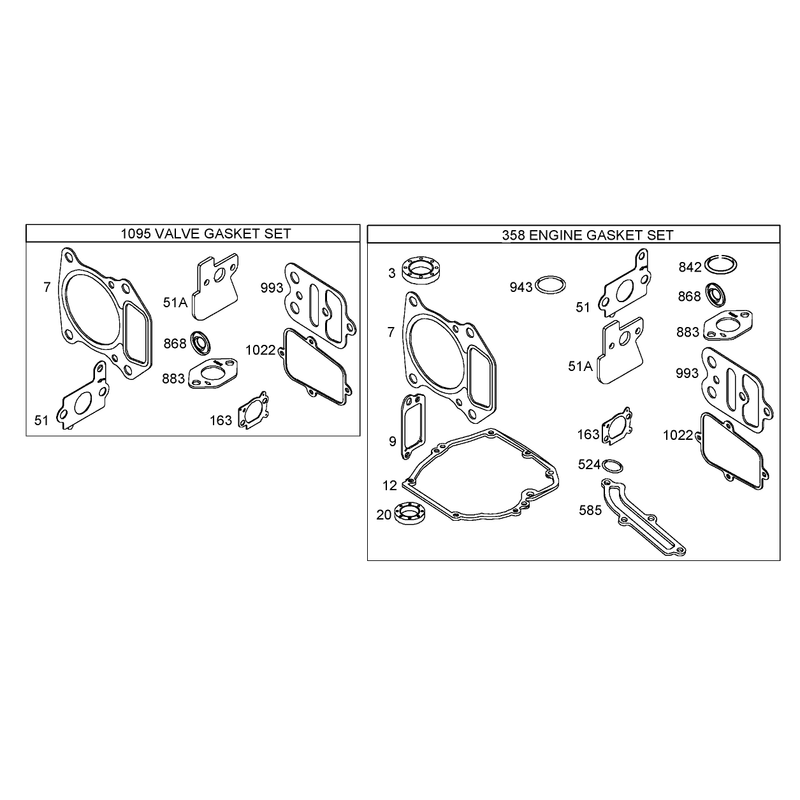 Valve and Engine Gasket Set Assemblies Briggs and Stratton 122672-0192-E1