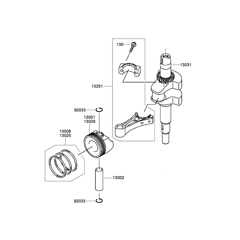 Piston and Crankshaft Assembly Kawasaki FJ180V-AS34