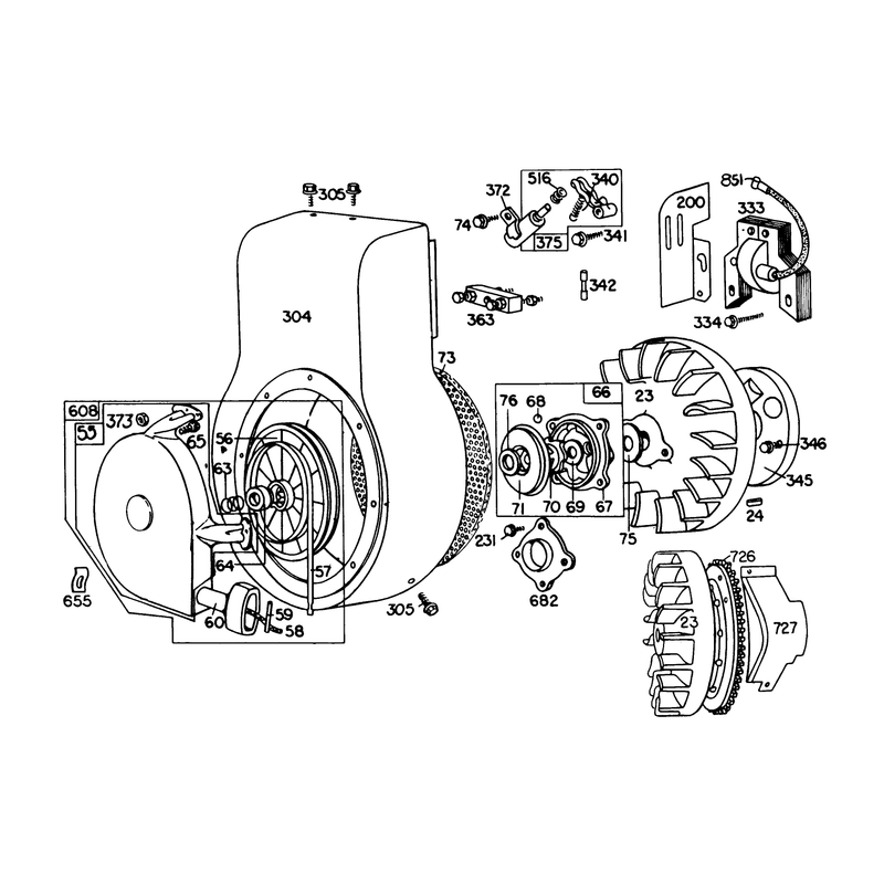 Engine Briggs & Stratton Model No. 190402 Type 0989-01 (8 H.p. Snowthrower Model 38150)