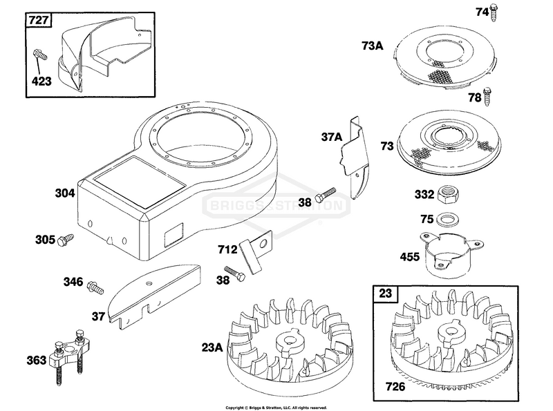 Blower Hsg, Flywheel,Screens