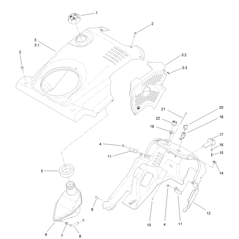 Shroud and Fuel Tank Assembly