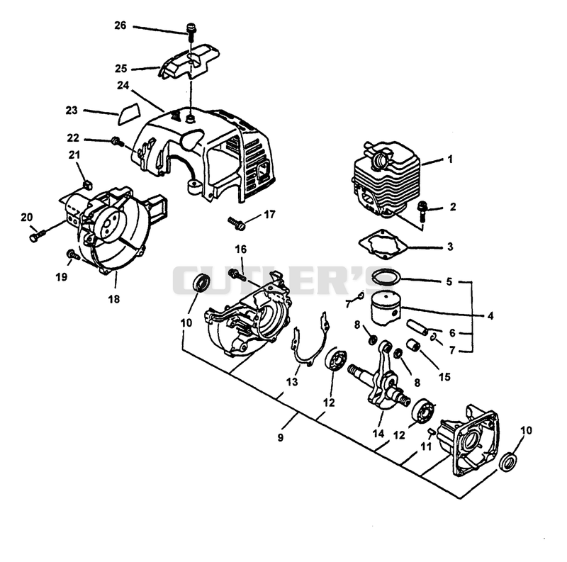 Engine, Fan Housing, Cylinder Cover