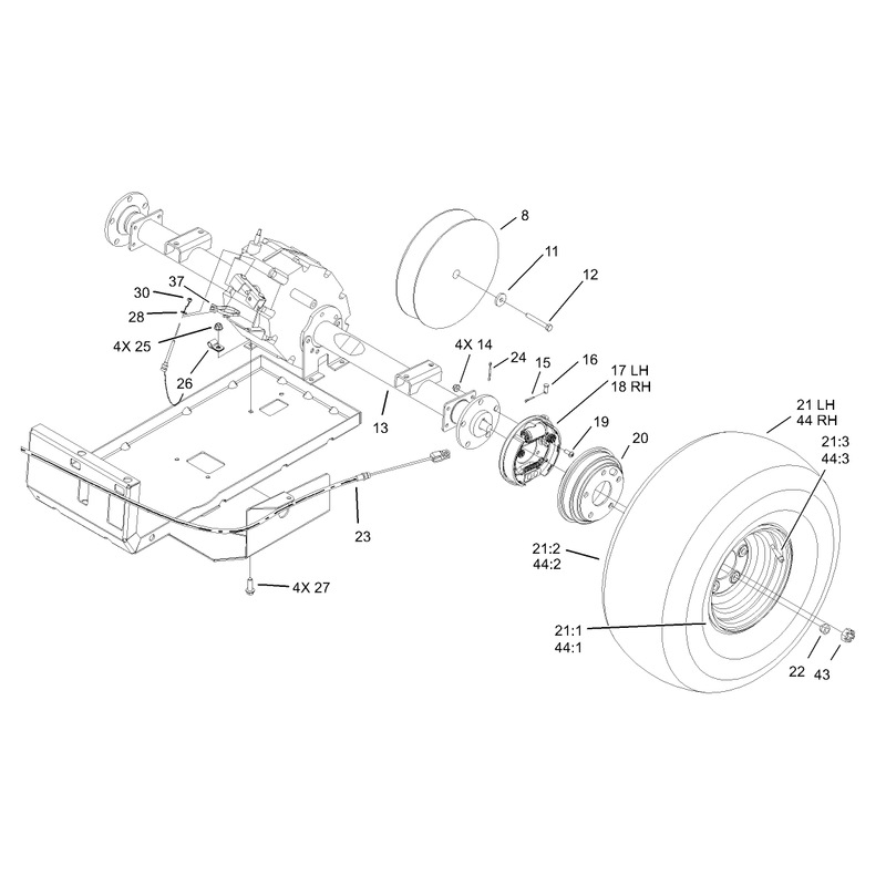 Rear Tire and Transaxle Assembly