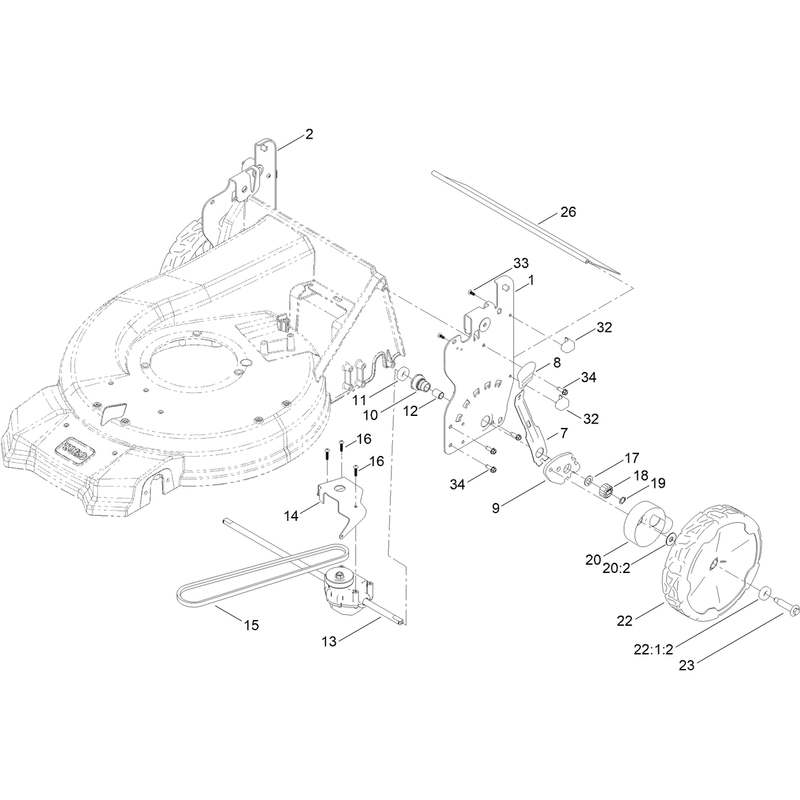 Rear Wheel and Height of Cut Assembly