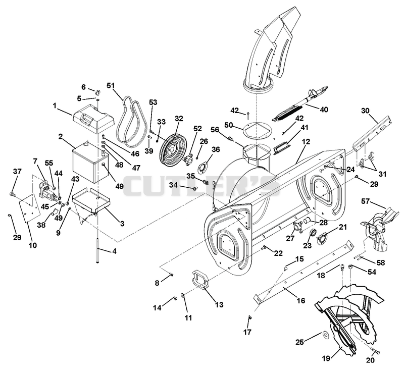Chute, Auger And Battery