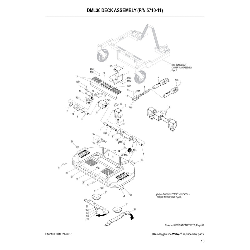 DML36 DECK ASSEMBLY (P/N 5710-11)